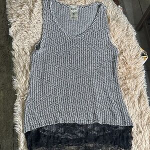 Vocal Black and White Textured Tank Top